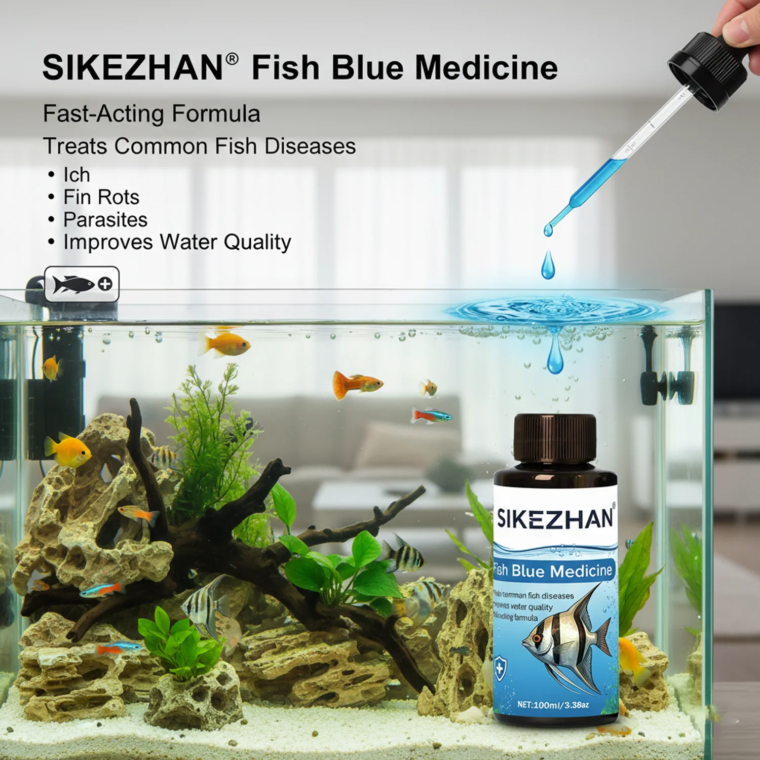 500ml 메틸렌 블루 용액 수족관 어류 치료제 항균  - Aquarium Fish Medicine 리뷰 및 가격